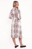 Lira Long Sleeve Midi Dress Brown Print