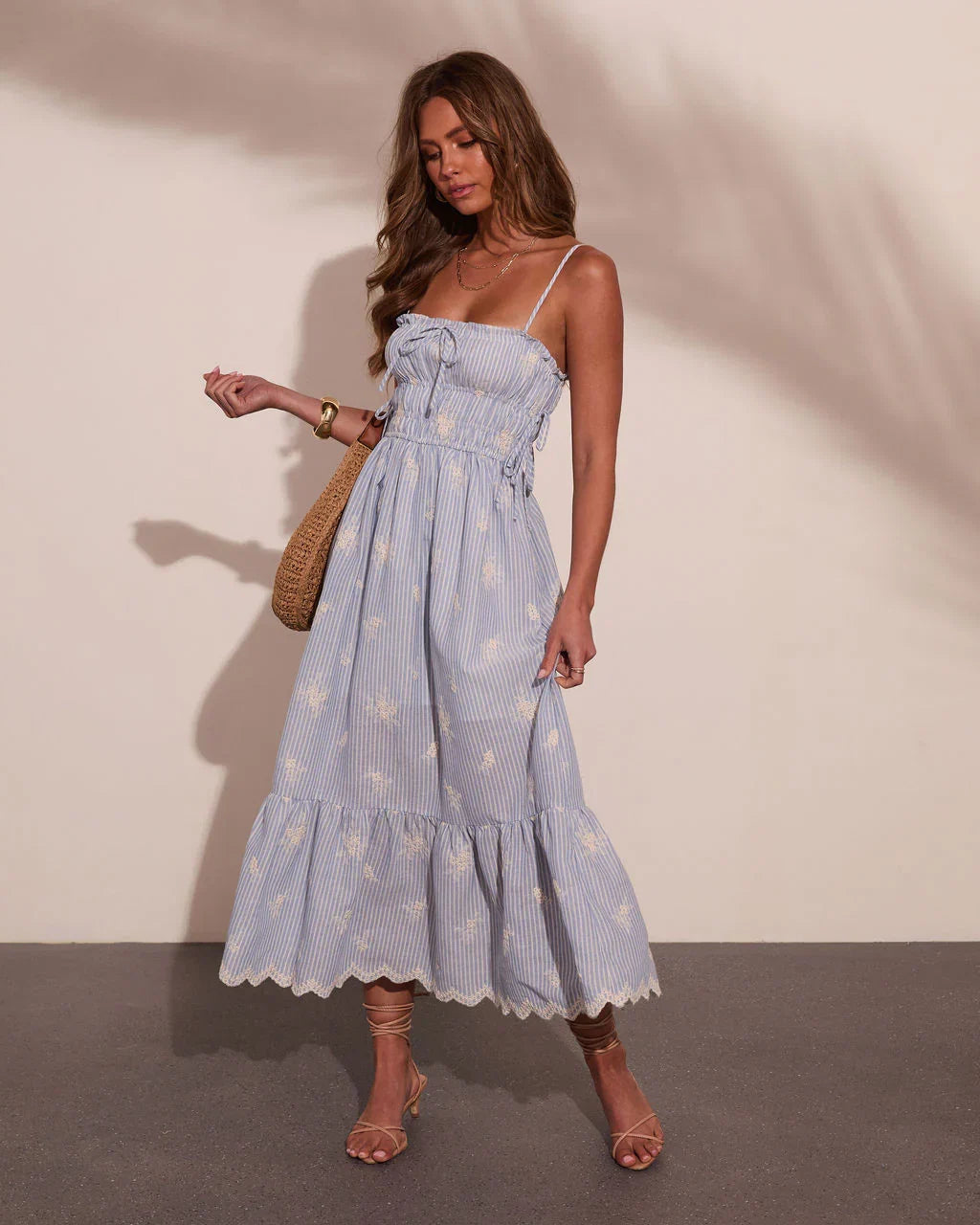 Ameliah Striped Floral Maxi Dress