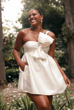 Ellah Bow Front Mini Dress Off White