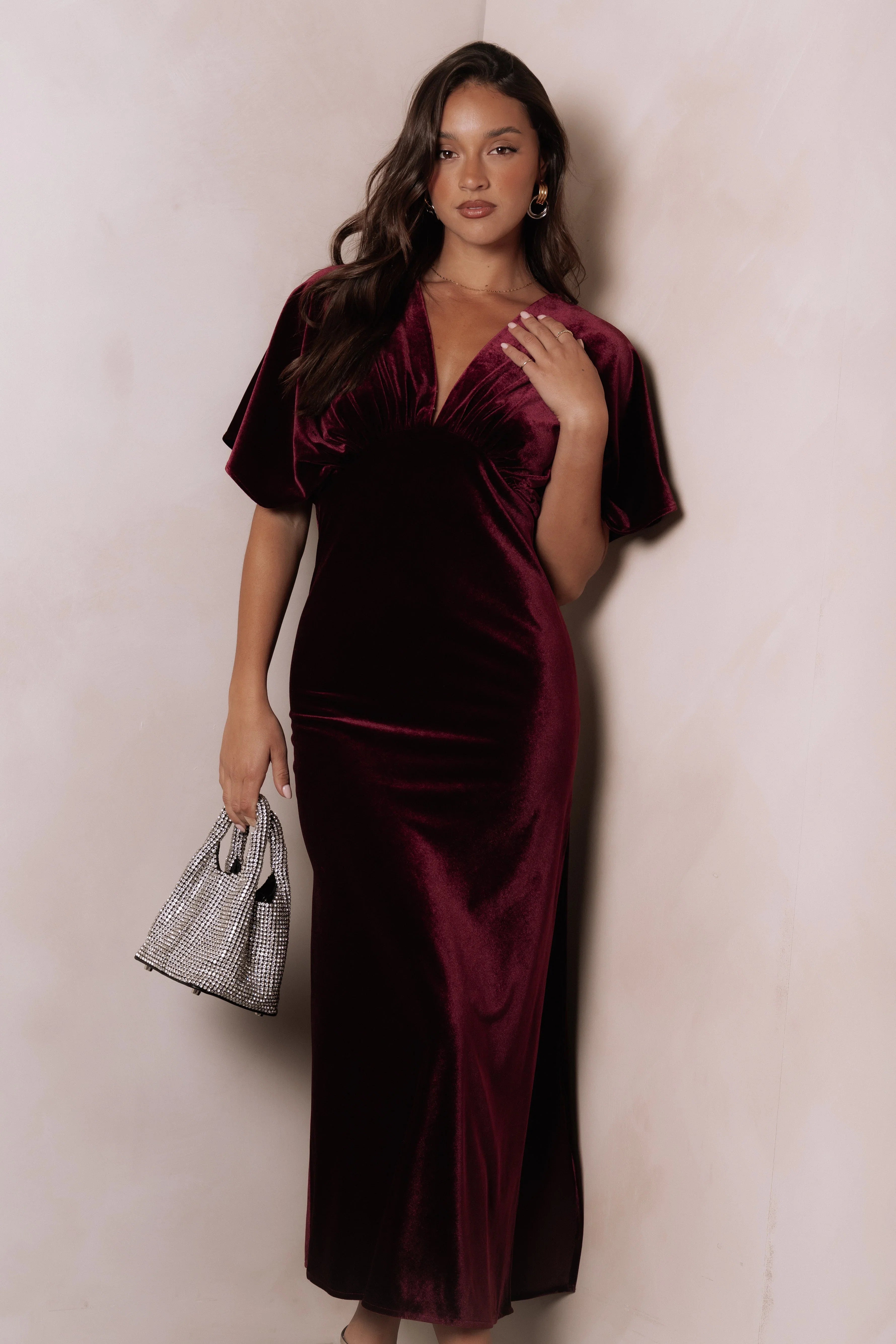 Ricki Velvet Maxi Dress Wine