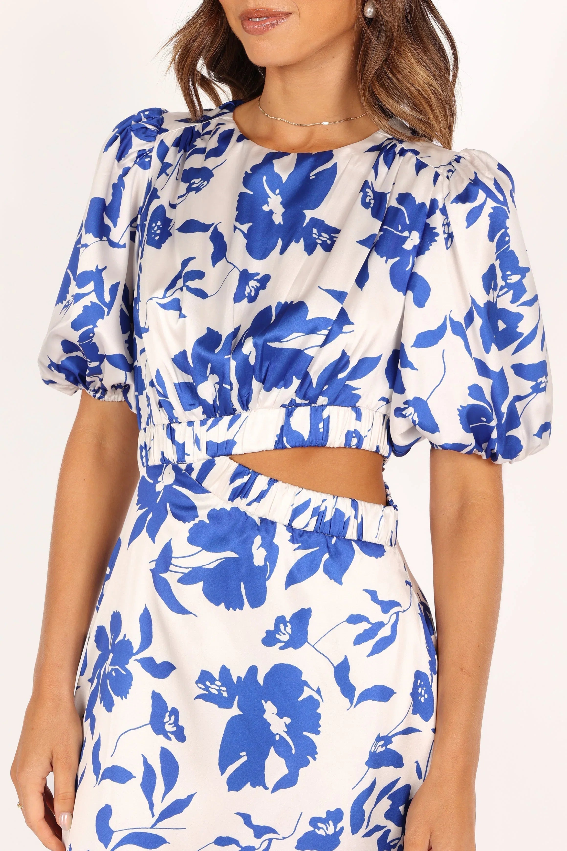 Aminah Puff Sleeve Dress Blue Floral