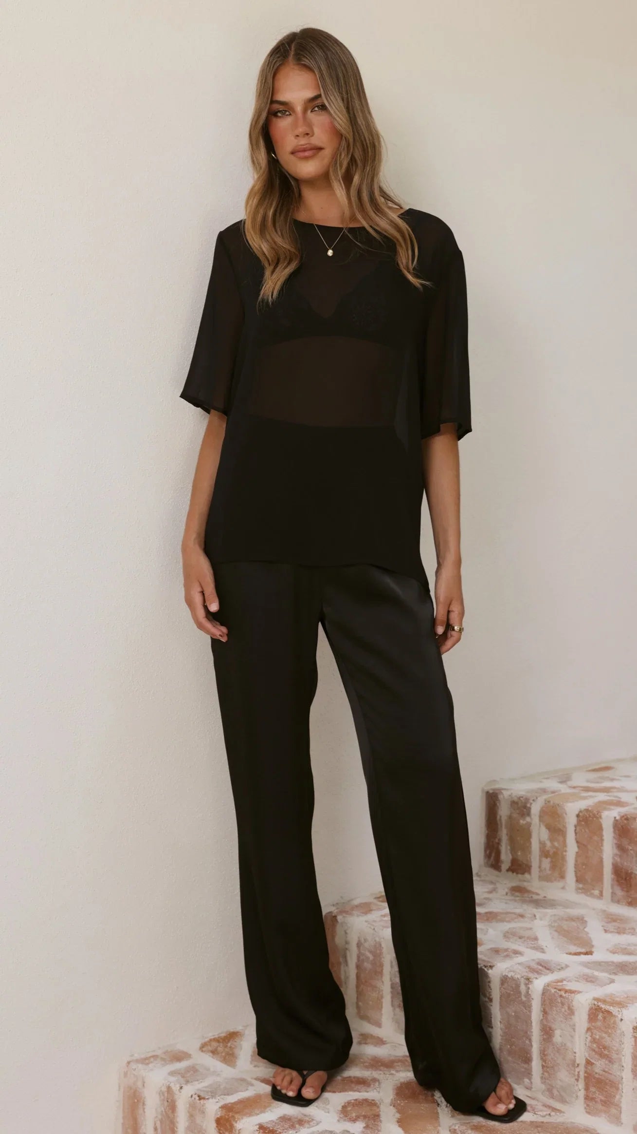 Davette Mesh T Shirt Black