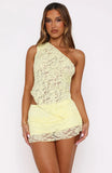 Its A Love Story Lace Mini Skort Lemon