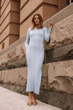 Mattie Long Sleeve Maxi Dress Blue Grey