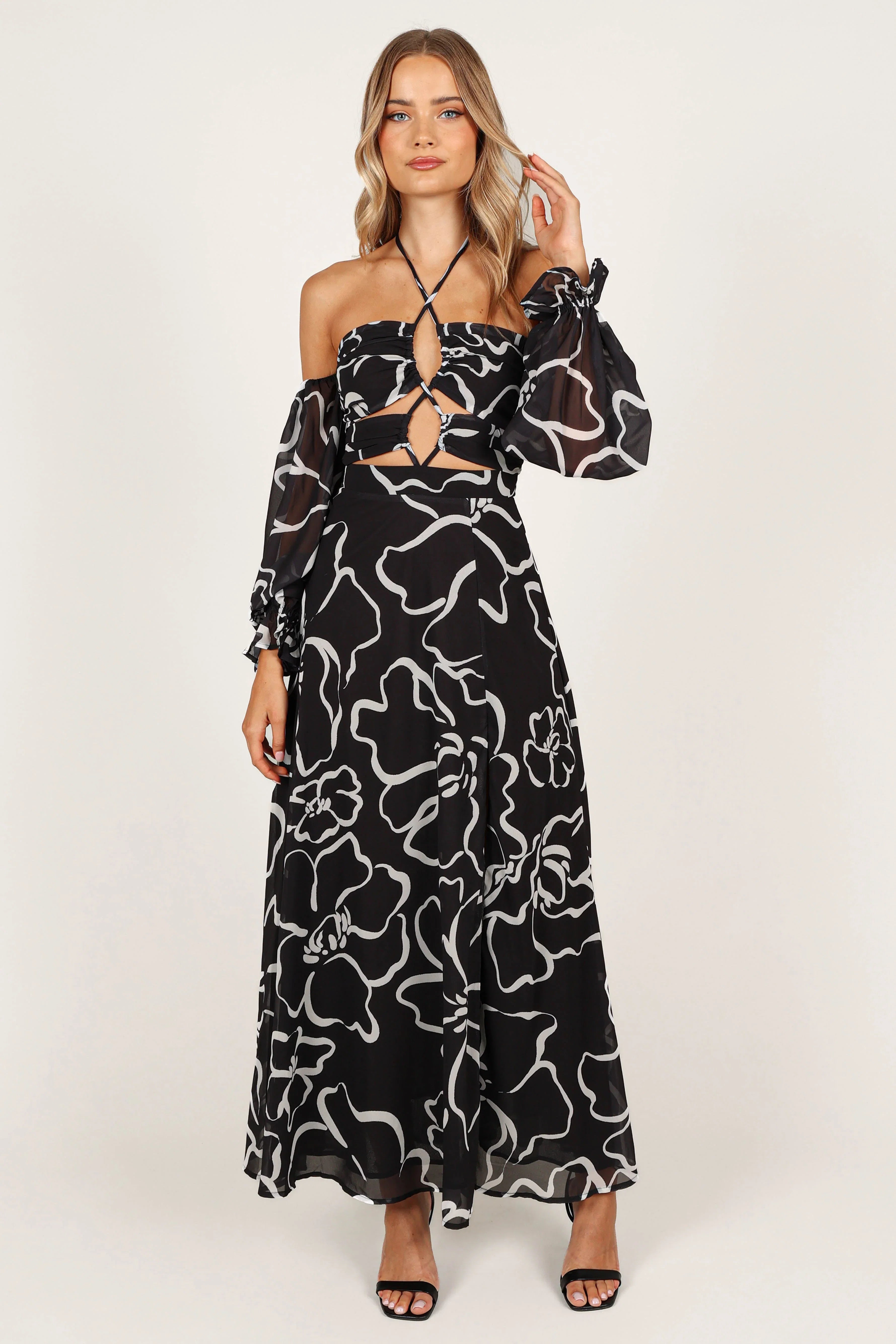 Karma Maxi Dress White Black Floral