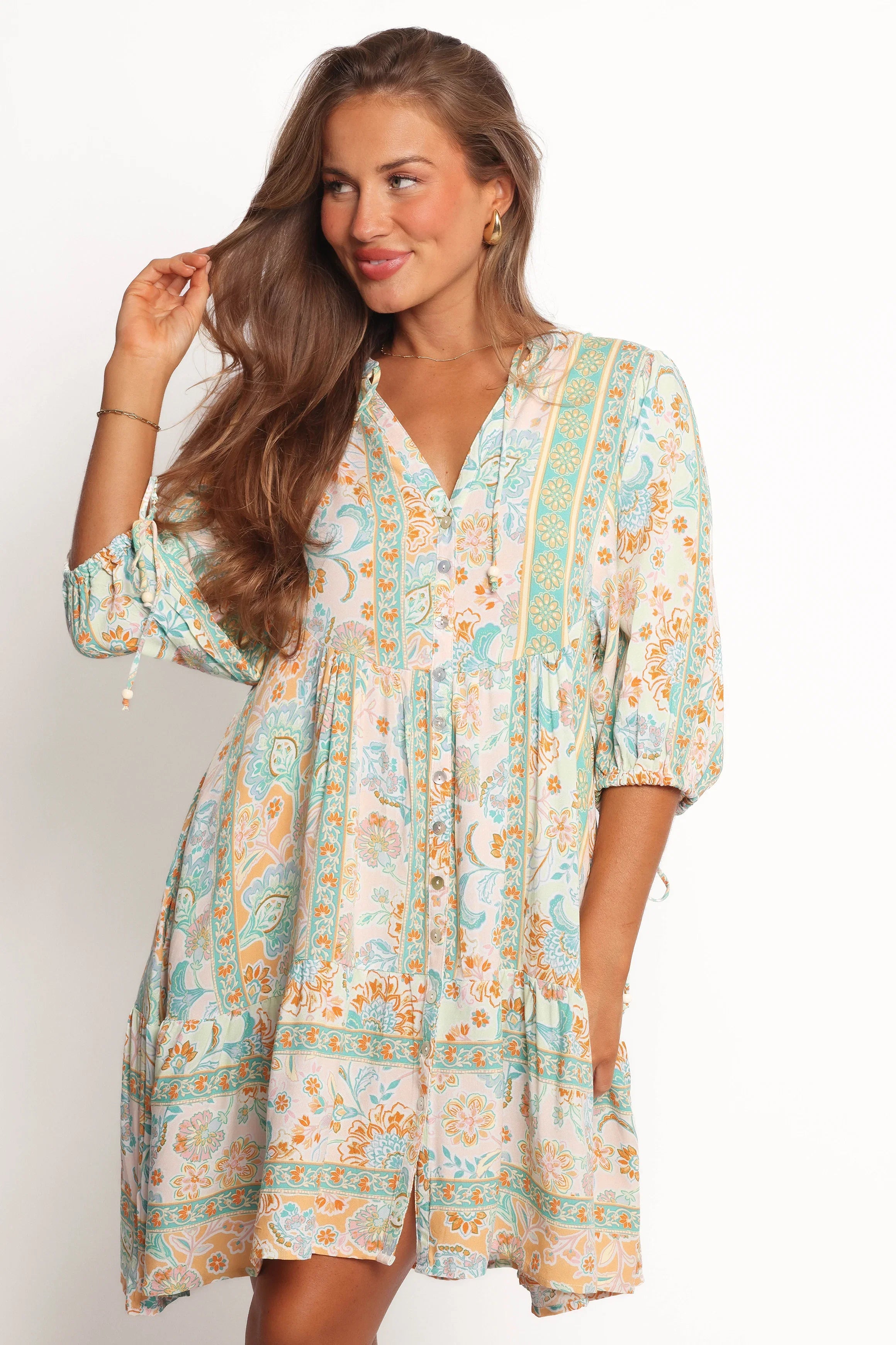 Arden Mini Dress Green Multi