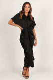 Stefan Wrap Front Midi Dress Black