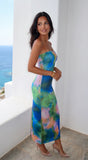 Calypso Tube Multi Color Print Maxi Dress Green Multi