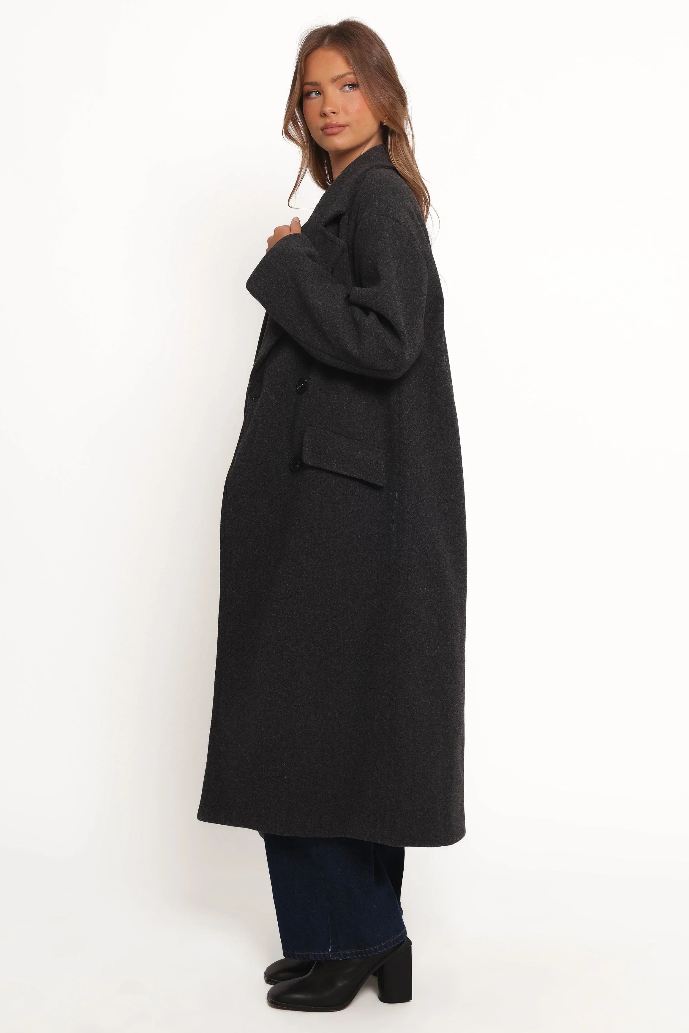 Brylie Oversized Coat Charcoal