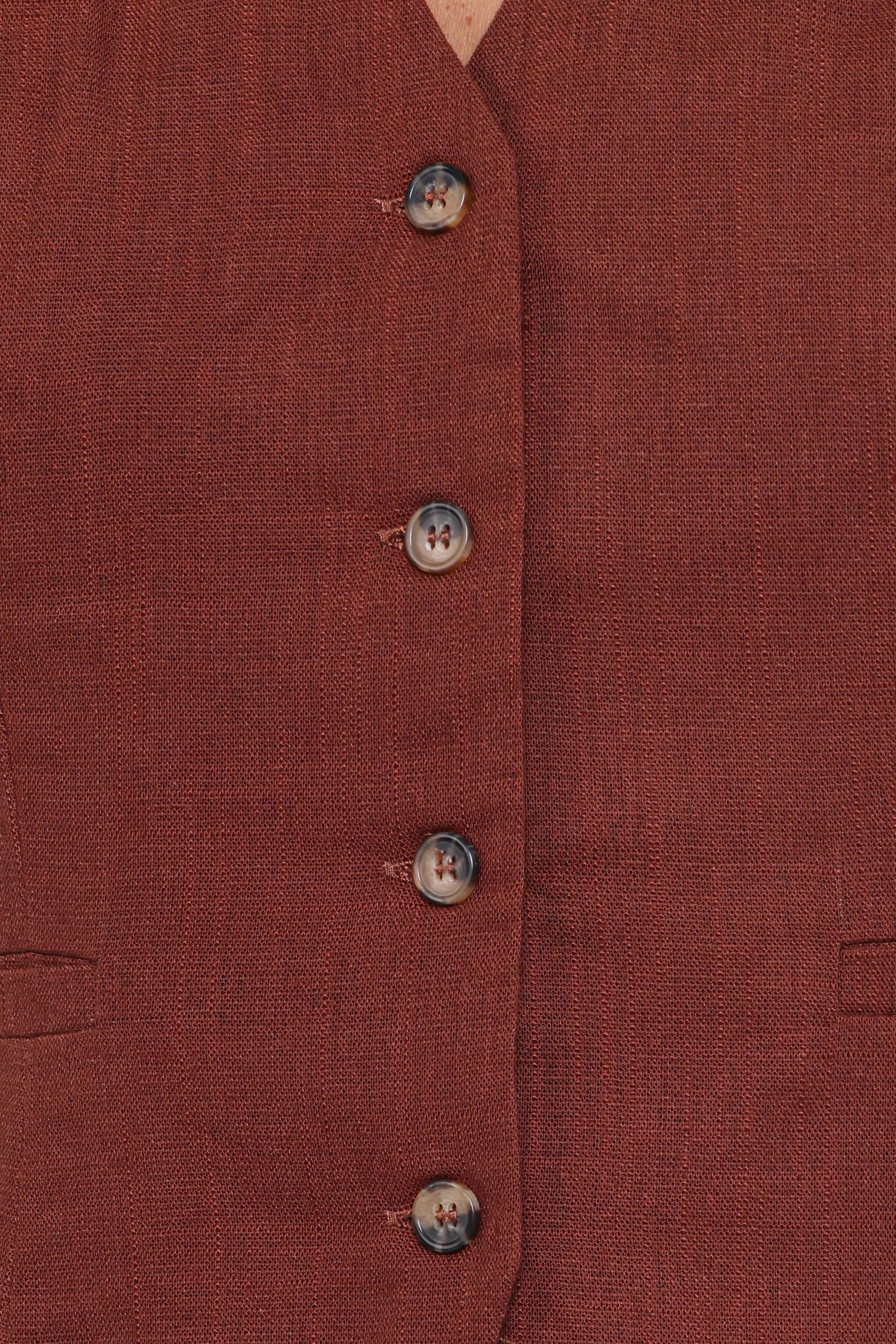 Bell Linen Vest Brown