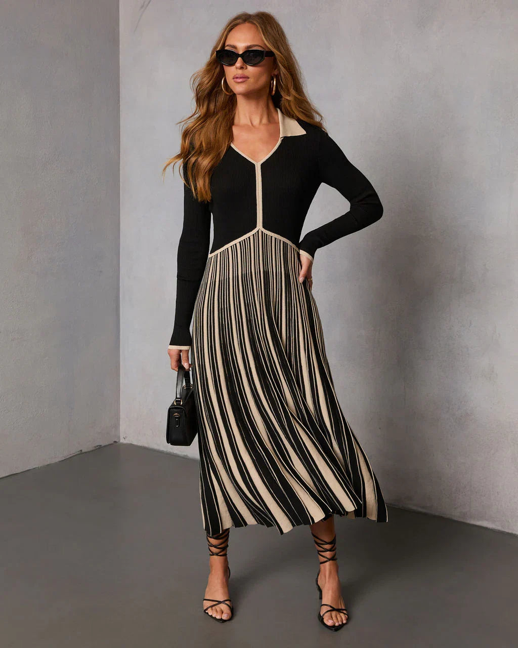 Sunday Nine Striped Twofer Midi Dress
