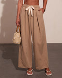 Samarah Front Tie Pleated Wide Leg Pants