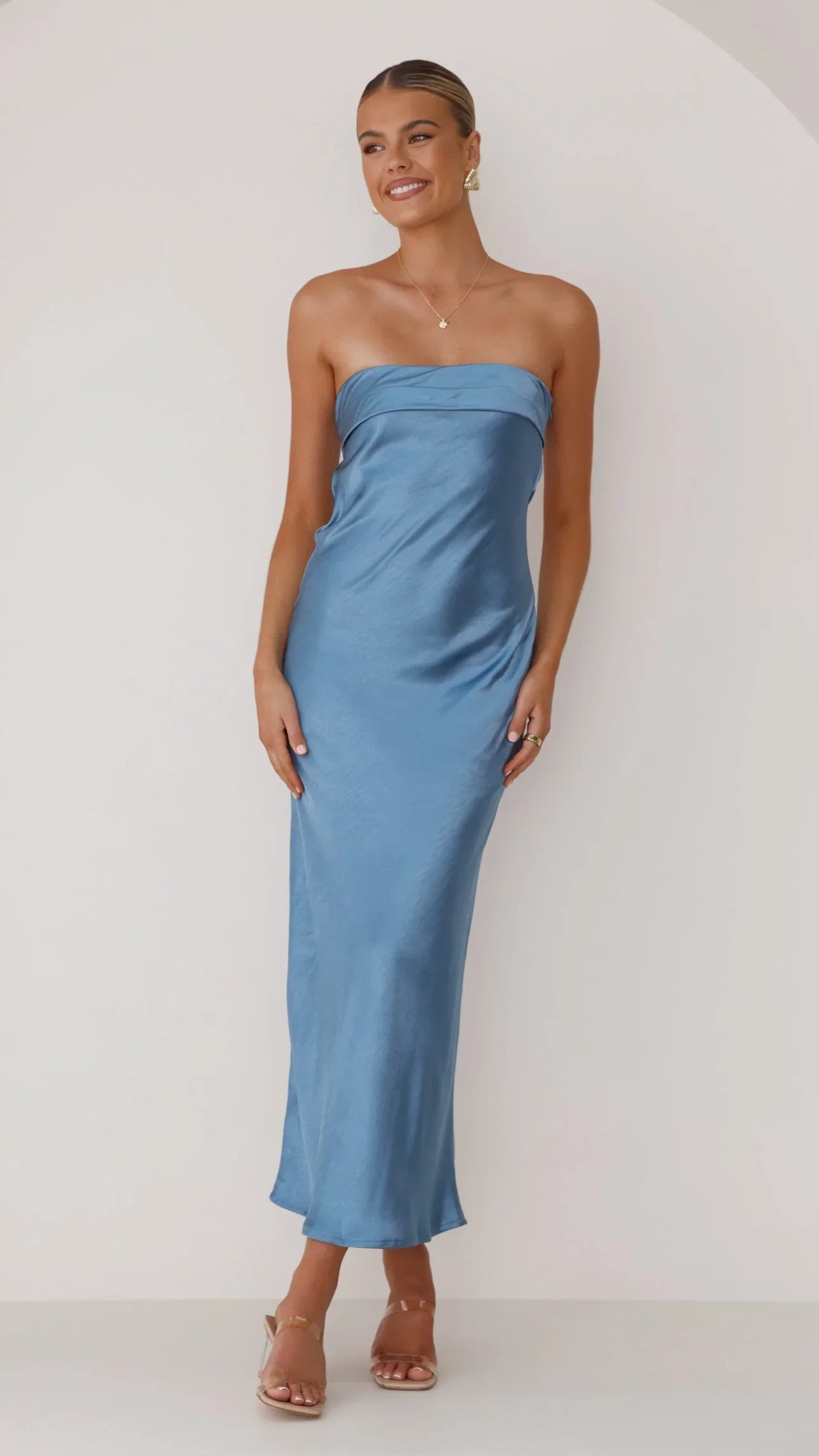 Gisele Maxi Dress Steel Blue