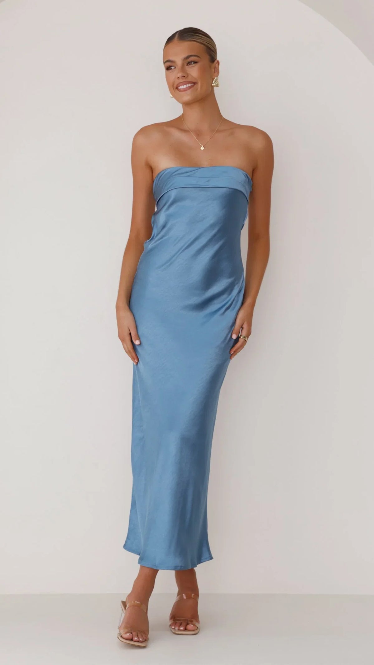 Gisele Maxi Dress Steel Blue