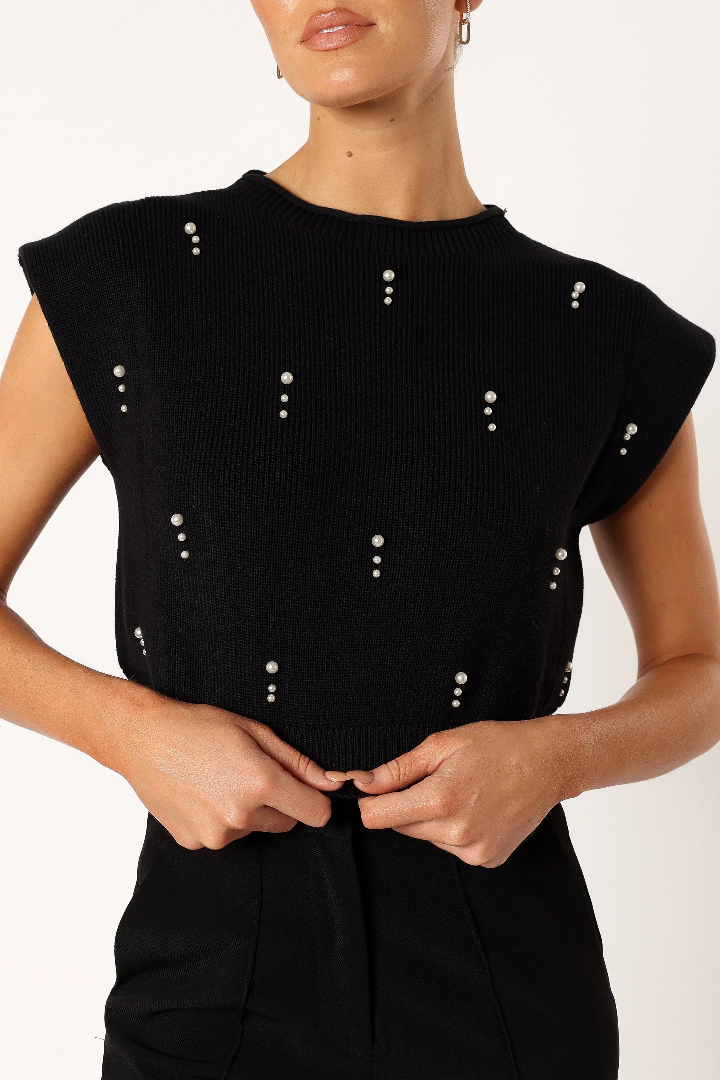 Malani Beaded Top Black