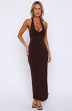 We All Want More Halter Neck Maxi Dress Chocolate
