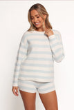 Ciaran Knitted Short Set Cream Blue