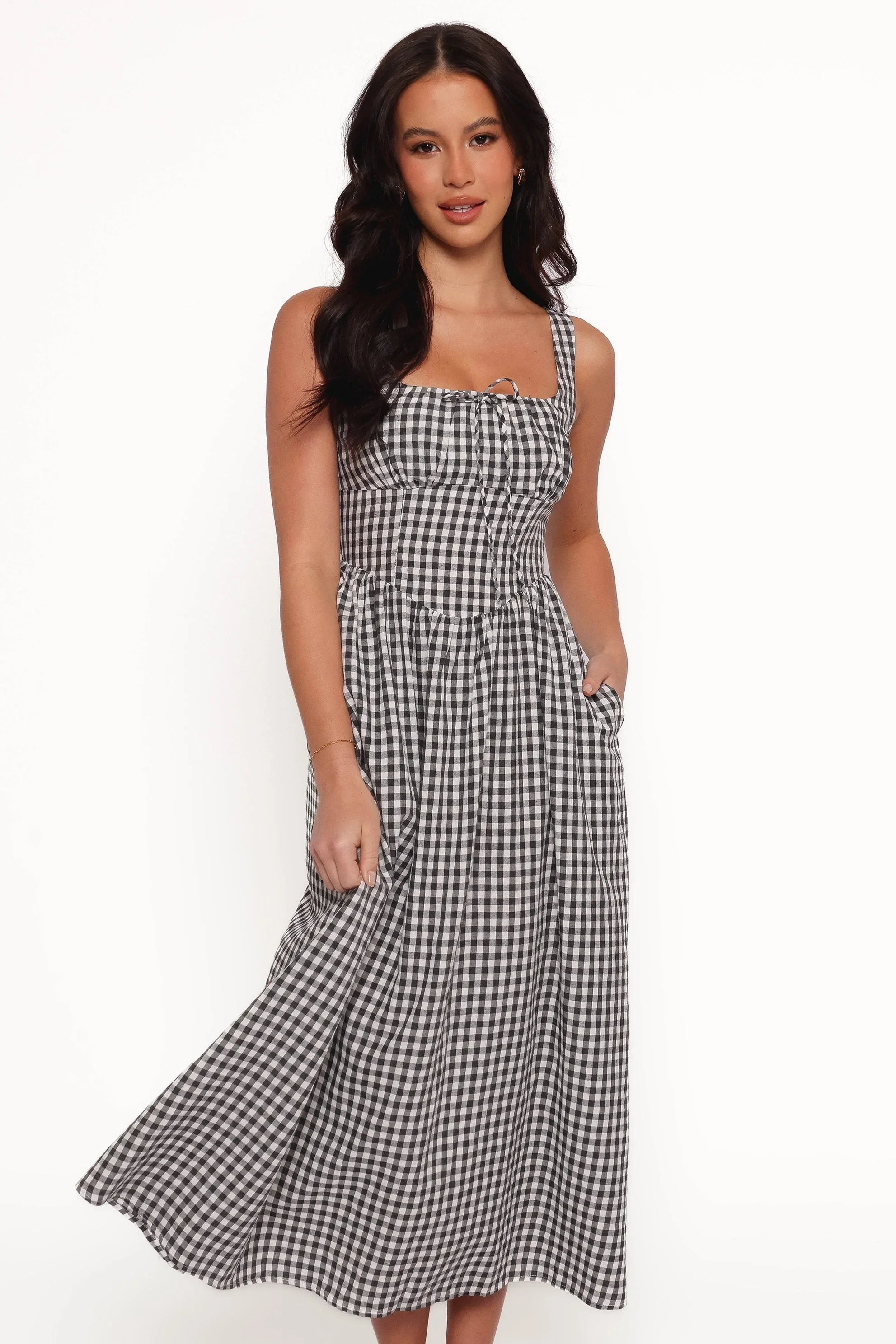Kinslee Midi Dress Black Gingham