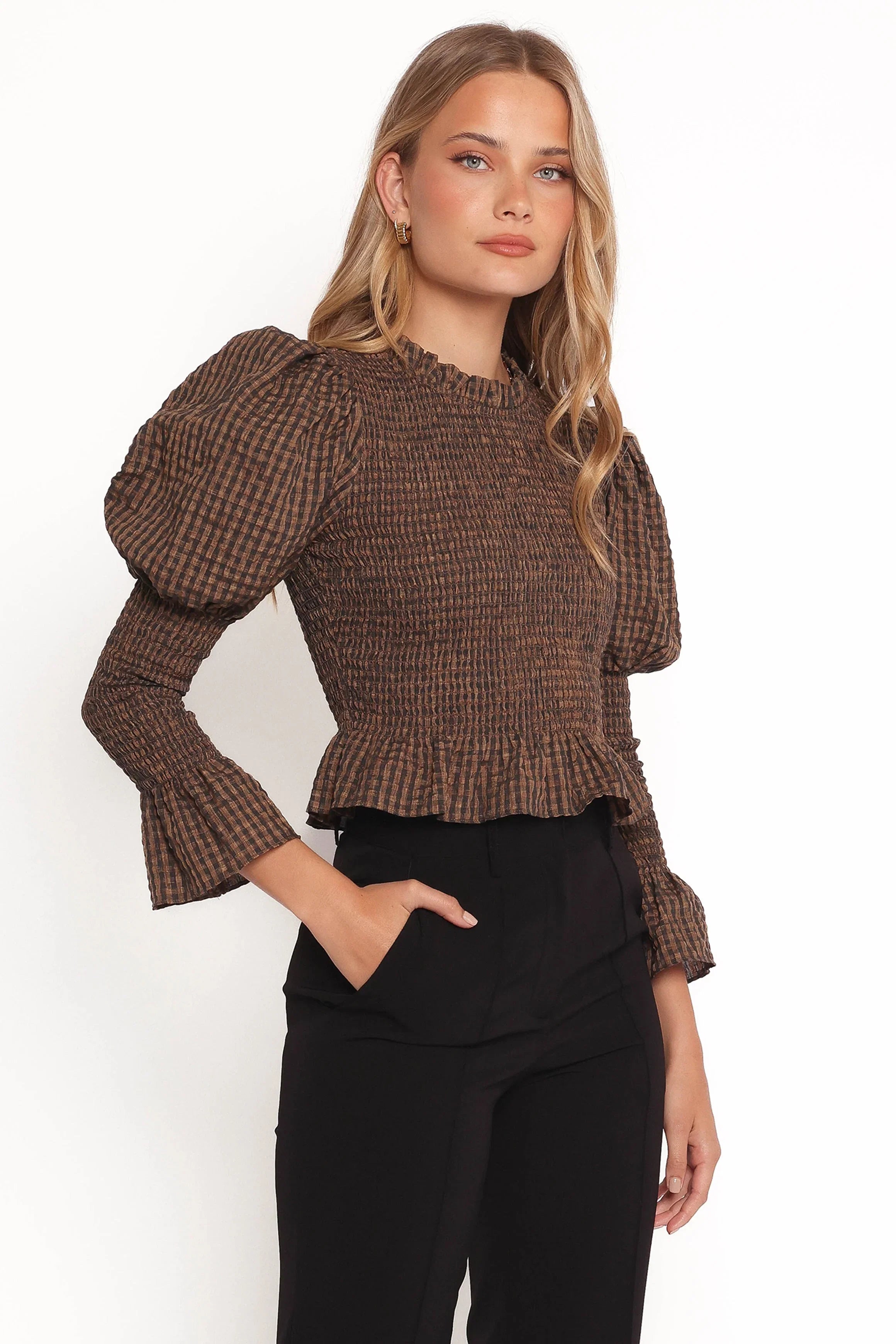 Nora Long Sleeve Top Check