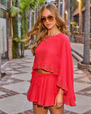 Airy Glow Lace Ruffle Hem Top
