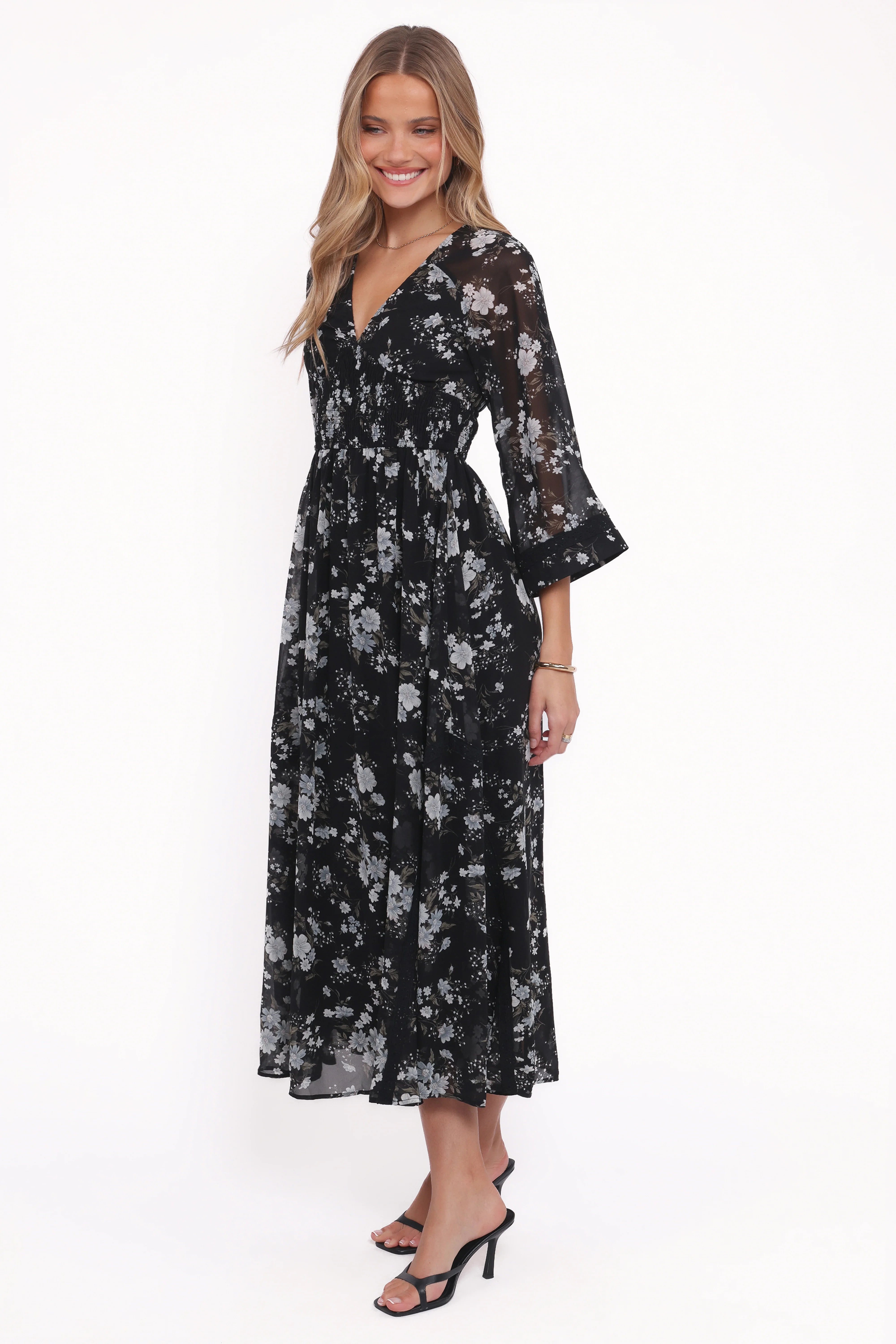 Mavis Long Sleeve Maxi Dress Black Floral