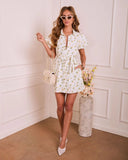 Eslie Floral Waist Tie Mini Shirt Dress