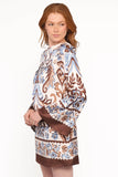 Megan Mini Dress Ivory Brown Blue
