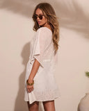 Poolside Lagoon Eyelet Kimono Cover Up Top