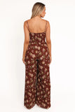 Alice Wide Leg Jumpsuit Brown Floral