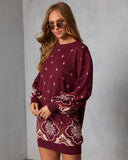 Rusted Rue Abstract Mini Sweater Dress