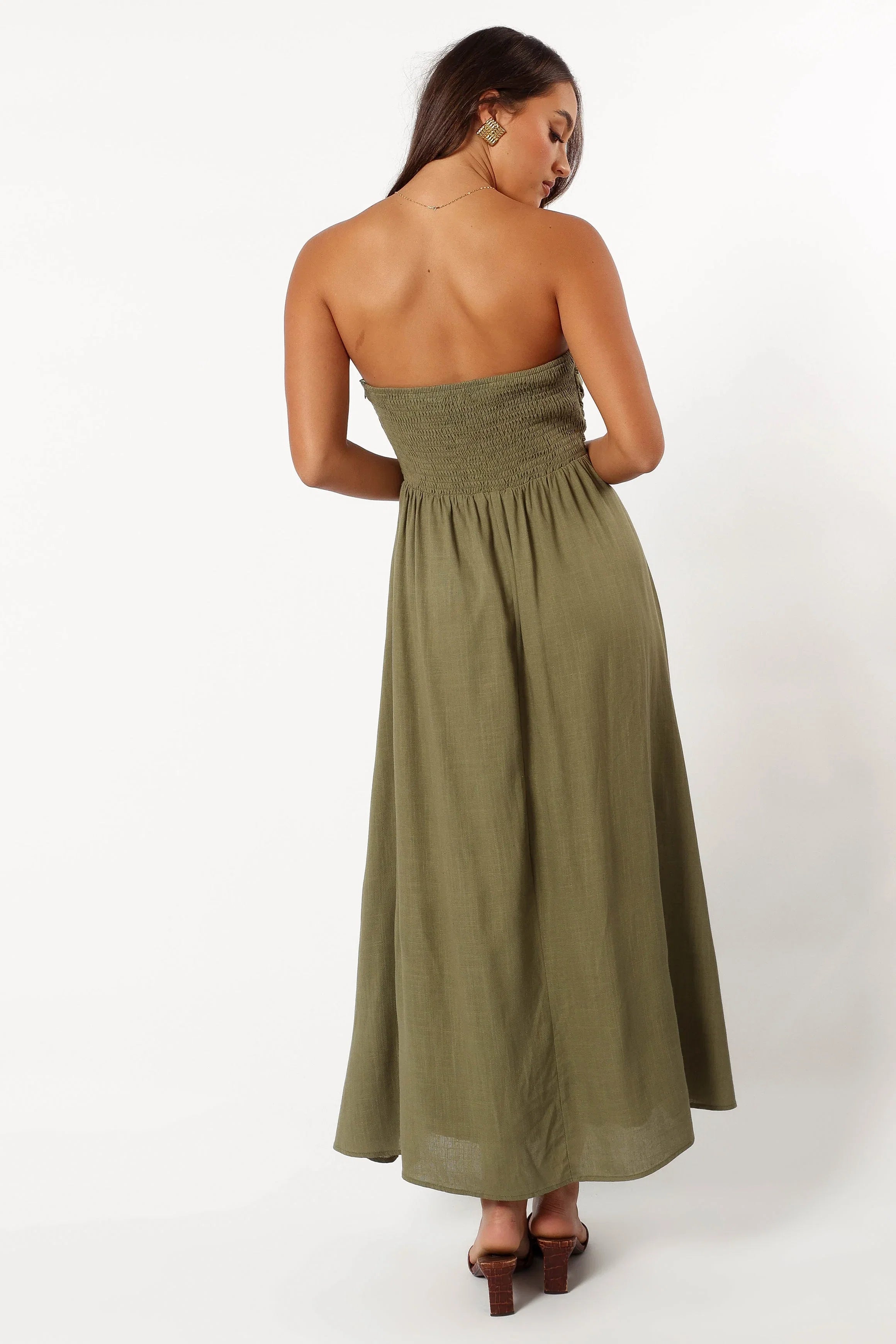 Kayt Strapless Dress Olive Green