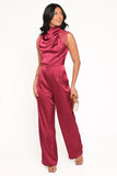 Brinley One Shoulder Jumpsuit Berry