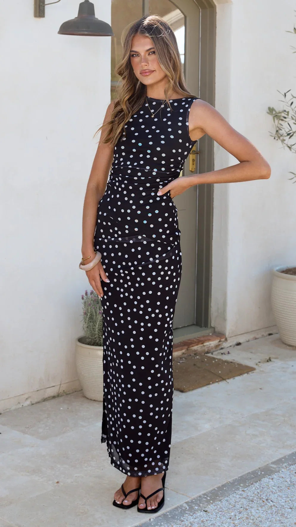 Janika Maxi Skirt Black White Polka Dot