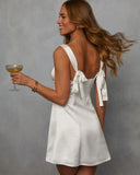 Lorienne Satin Bow Tie Mini Dress