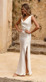 Iris Asymmetrical Maxi Dress Ivory