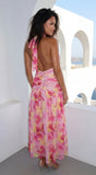 Floret Floral Print Maxi Dress Pink Multi