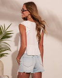 Glow Story Ruffle Eyelet Bust Tie Top