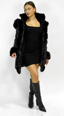 Glacier PU Puffer Fur Jacket Black