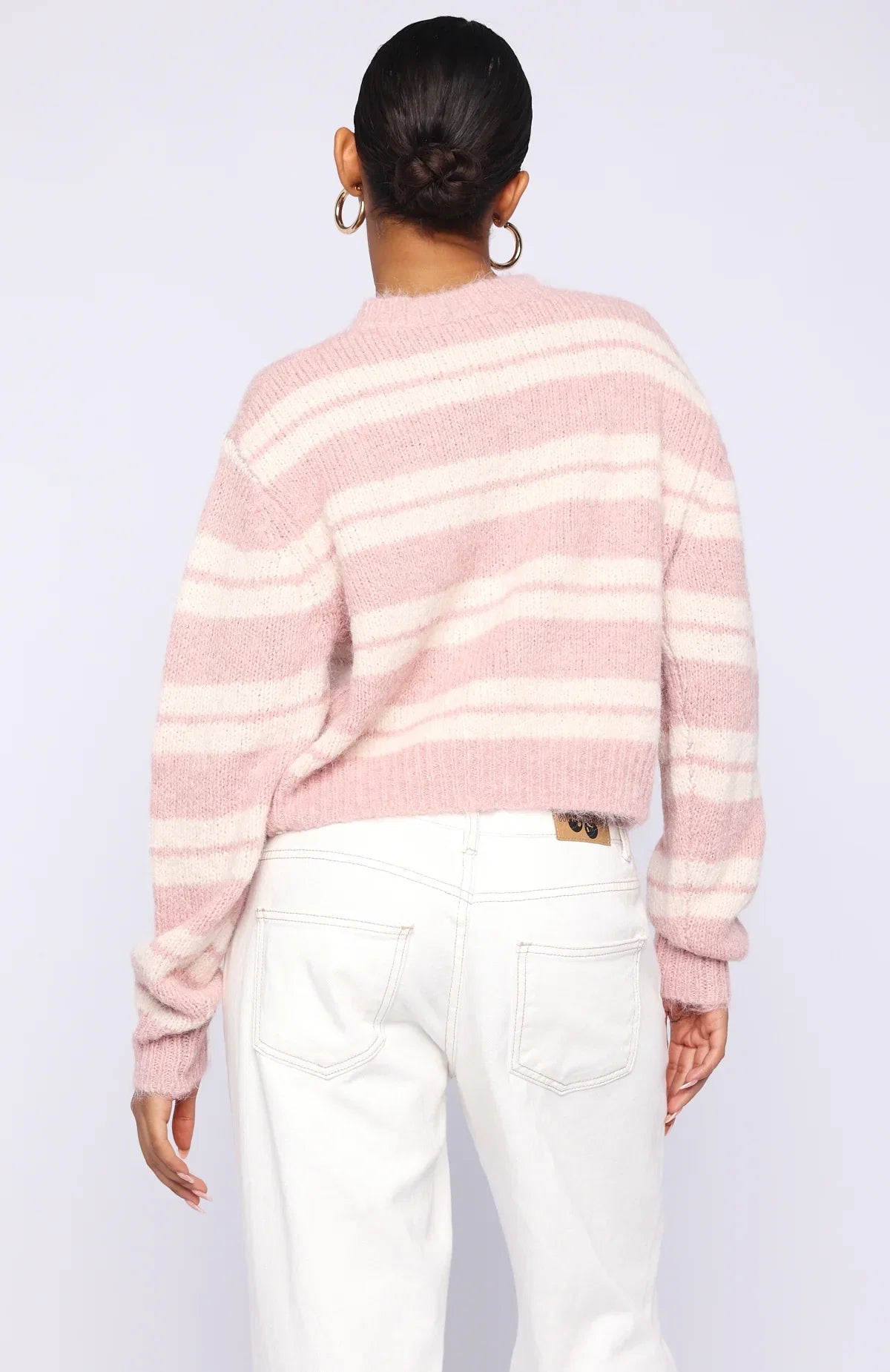 Ice Bae Stripe Knit Cardigan Strawberry Cream Stripe