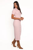 Aisha Short Sleeve Knit Midi Dress Pink