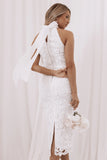 Adalyn Halterneck Midi Dress White