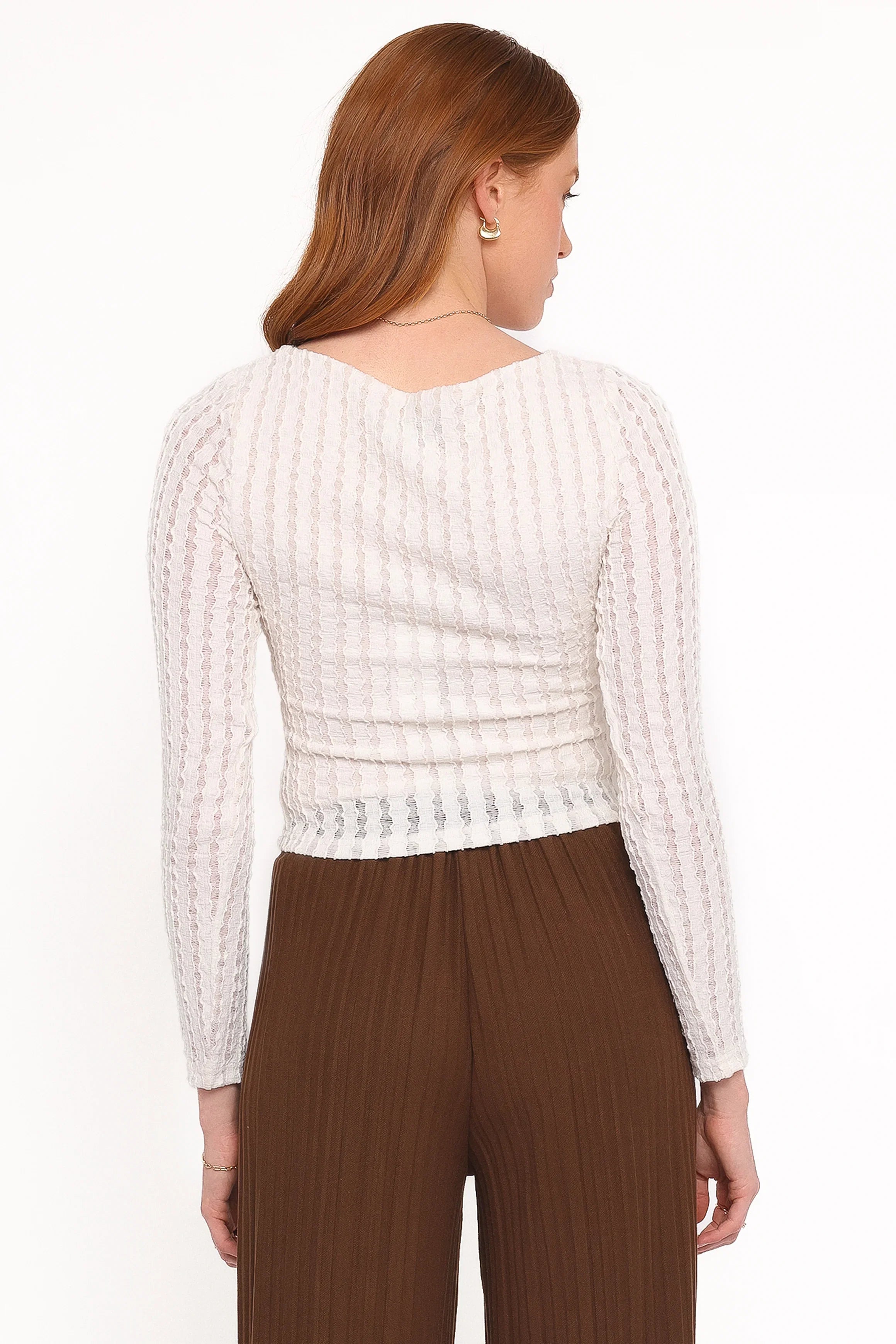 Bellatrix Textured Knit Top Cream