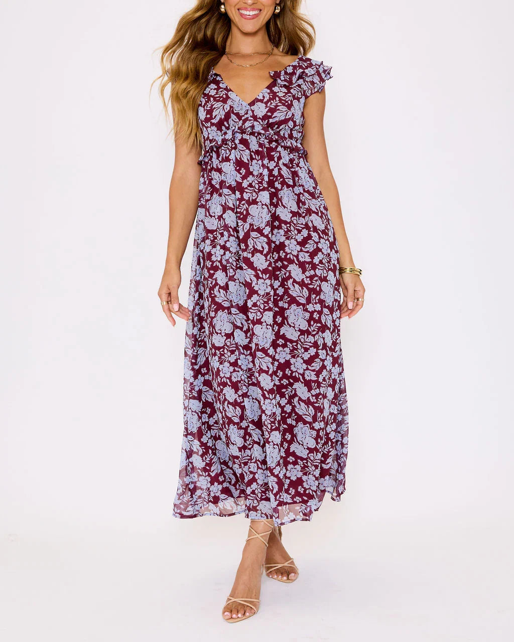 Enchanting Floral Ruffle Maxi Dress
