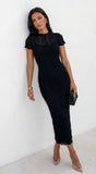 Kinga Lace Midi Dress Black