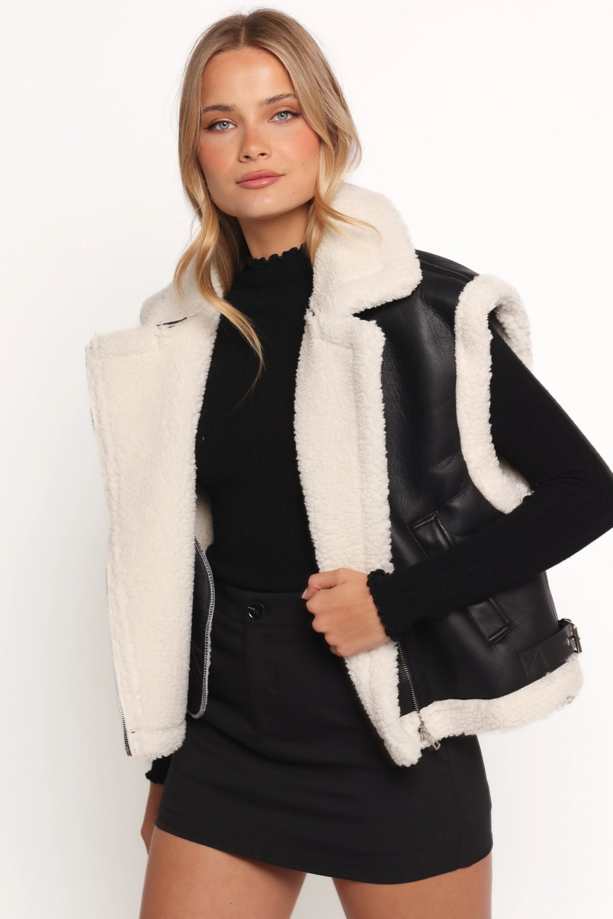 Kayden Faux Shearling Lined Vest Black