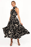 Jennifer Halterneck Maxi Dress Black White