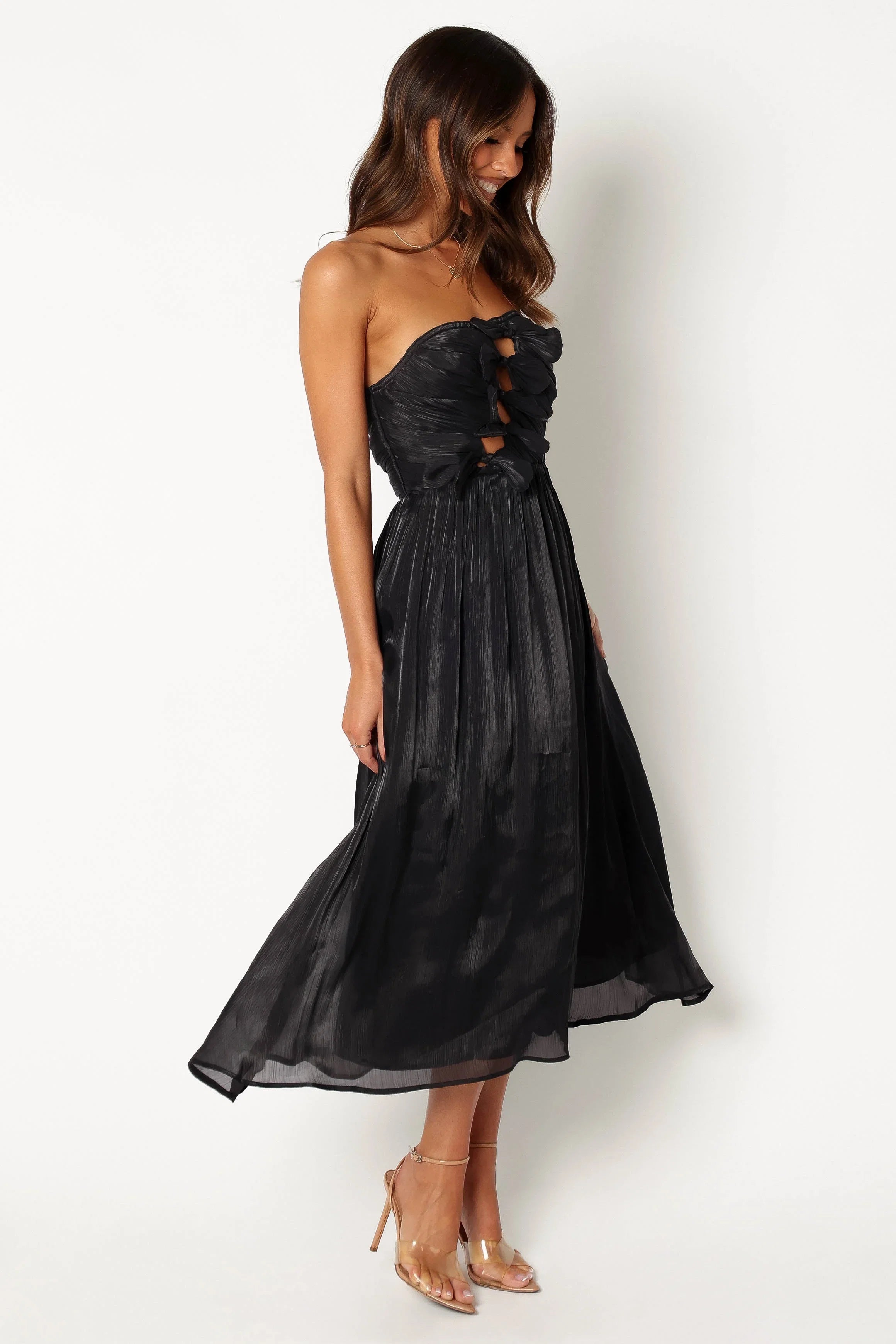 Mila Strapless Midi Dress Black