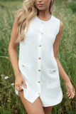 Velvette Mini Button Down Dress White