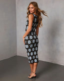 Pale Sun Abstract Knit Midi Dress