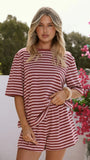 Bobby Crew Neck Tee Red Stripe